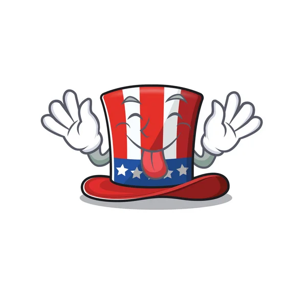 Tío Sam sombrero con lengua fuera mascota — Vector de stock