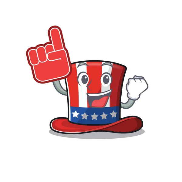 卡通叔叔萨姆帽子泡沫手指吉祥物 — 图库矢量图片