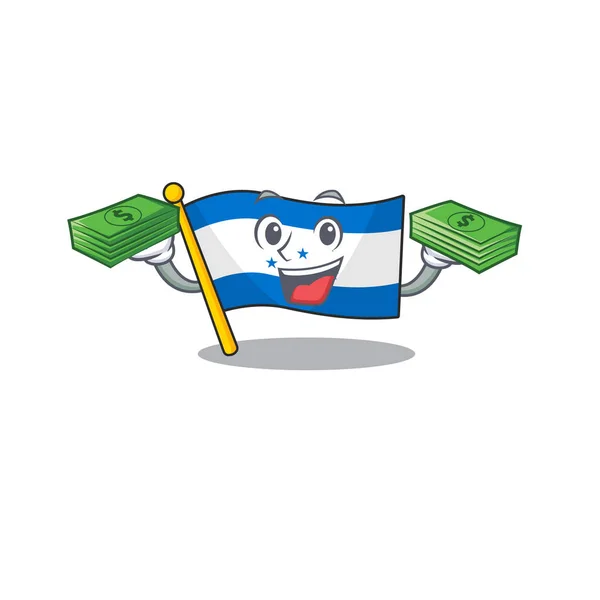 Bandera de dibujos animados honduras aislado en carácter celebración de dinero — Vector de stock