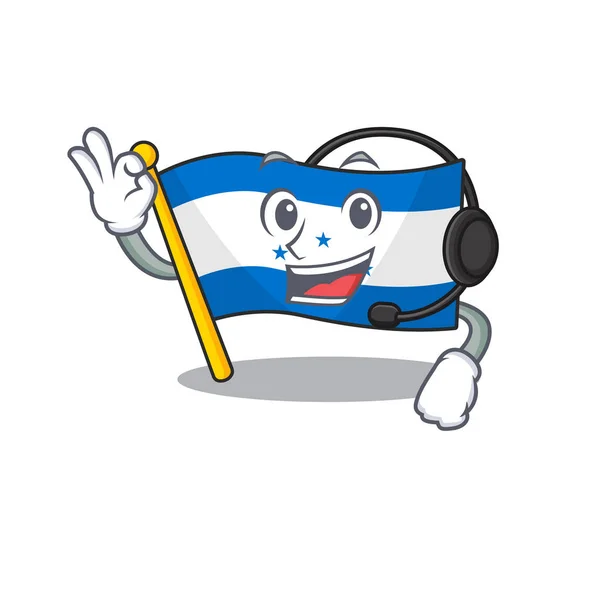 Con bandera de dibujos animados auriculares honduras en con la mascota — Archivo Imágenes Vectoriales