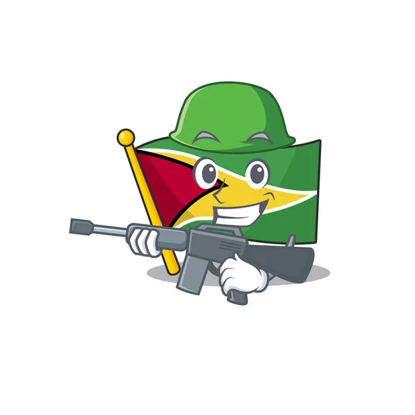 만화 군대에 고립된 가이아나의 깃발 — 스톡 벡터