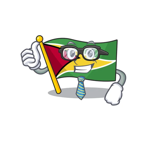 Bandeira guiana empresário voou no pólo mascote —  Vetores de Stock