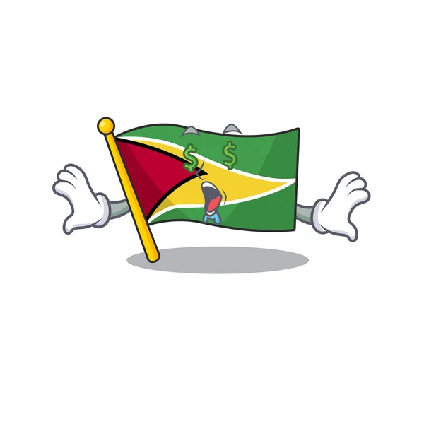 Självsäker flagga guyana pengar öga tecknad karaktär stil — Stock vektor