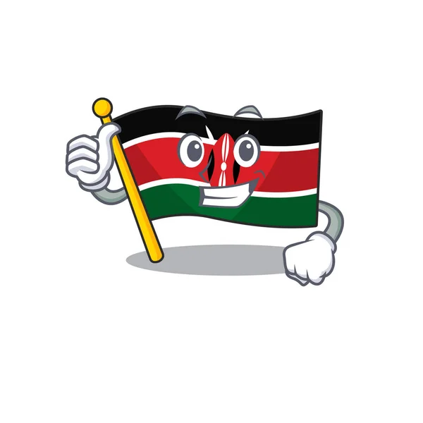 Flag kenya isolated thumbs up mascot on cartoon — Stock Vector