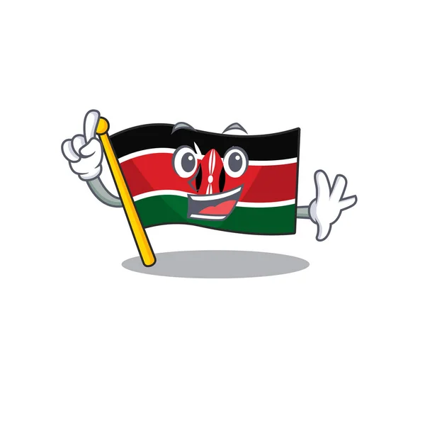Carino bandiera kenya personaggio smiley dito cartone animato — Vettoriale Stock