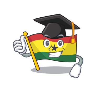 Çizgi film mezuniyet şapkasıyla Gana bayrağı.