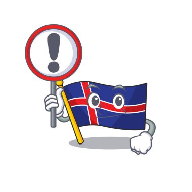 İzlanda bayrak karikatürü ve maskot uyarısı.