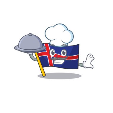 Karakter bayrağı, yemek tutan şefli karikatür.