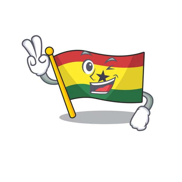 Personaje de la bandera ghana en con dibujos animados de dos dedos — Vector de stock