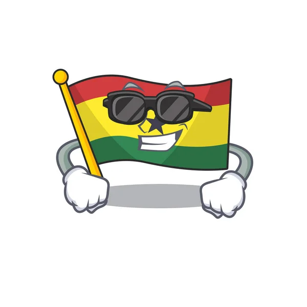 Karakter vlag ghana in met cartoon super cool — Stockvector