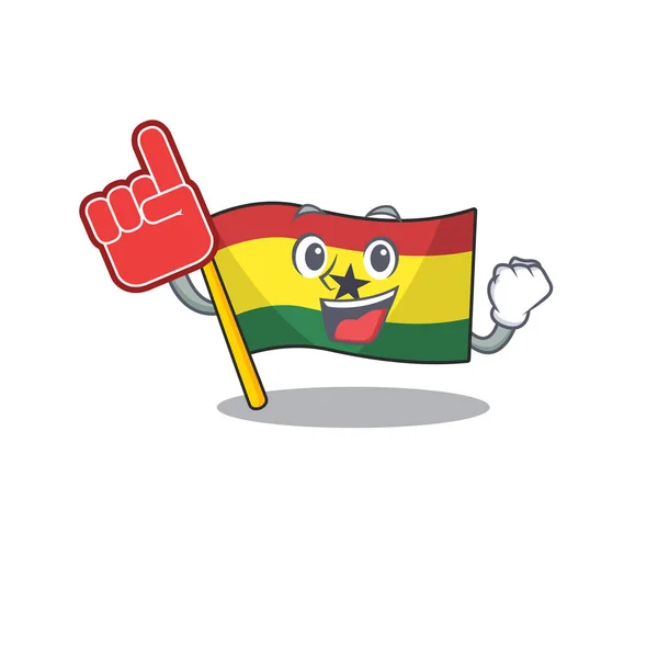 Bandera de dibujos animados ghana con en aislado dedo de espuma — Vector de stock