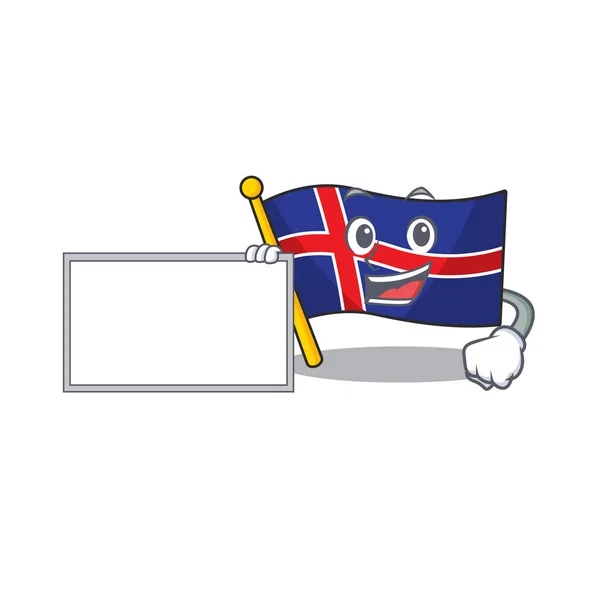 Island vlajka s deskou ve šťastném kresleném filmu — Stockový vektor