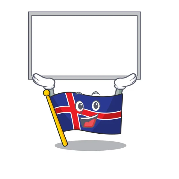 Bandeira iceland desenhos animados na forma de placa up —  Vetores de Stock