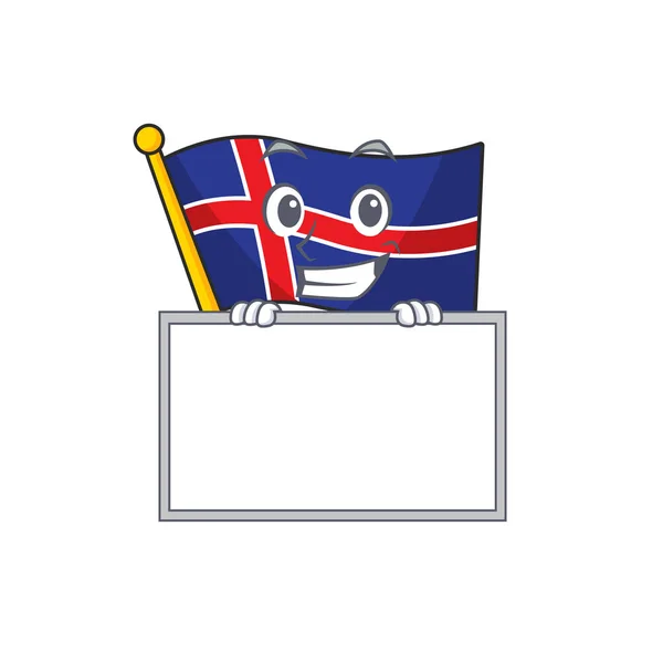 Cartoon flag iceland izolované na šklebu s deskou — Stockový vektor