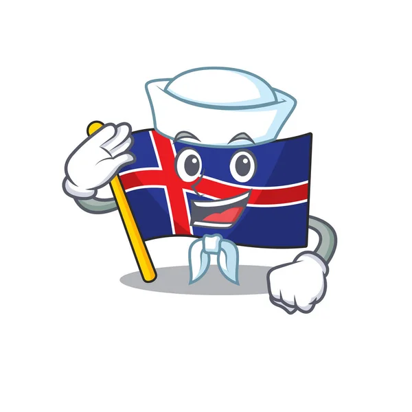Mascote bandeira iceland marinheiro com desenhos animados —  Vetores de Stock