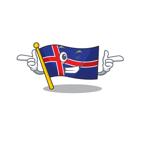 Bandeira dos desenhos animados iceland com a mascote piscar —  Vetores de Stock