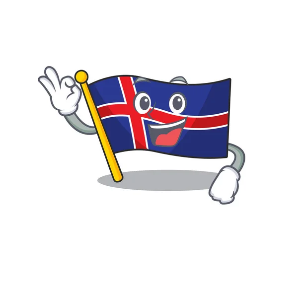 Cartoon bandiera iceland mascotte con l'ok — Vettoriale Stock