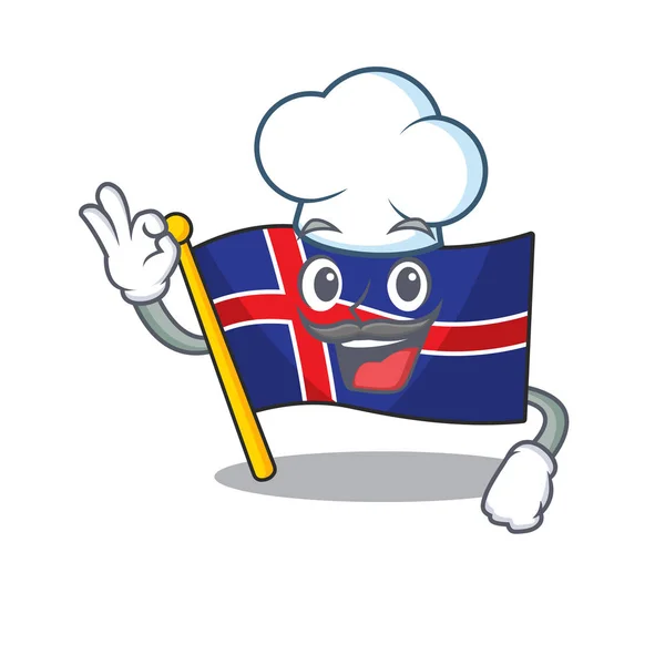 Bandeira dos desenhos animados iceland com o personagem chef —  Vetores de Stock
