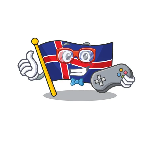 Bandera de dibujos animados iceland aislado celebración gamer mascota — Archivo Imágenes Vectoriales