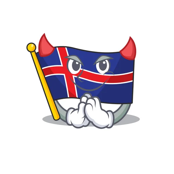 Znaková vlajka Island s kresleným ďáblem — Stockový vektor