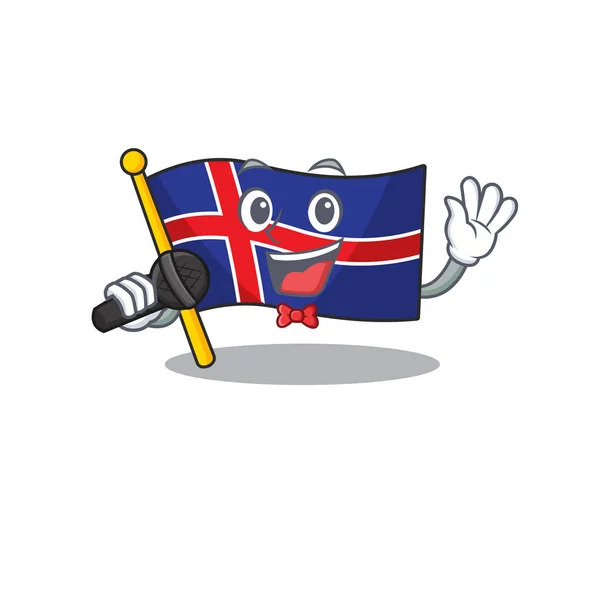 Character flag iceland with the cartoon singing — Stock Vector