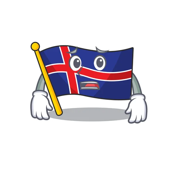 Character flag iceland with the mascot afraid — Stock Vector