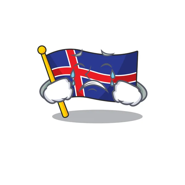 Cartoon flag iceland isolated in the crying — Stock Vector
