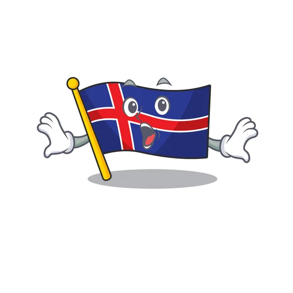 Character flag iceland with the surprised shape — Stock Vector