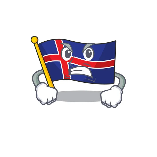 Bandera de la mascota iceland con forma de dibujos animados enojado — Archivo Imágenes Vectoriales