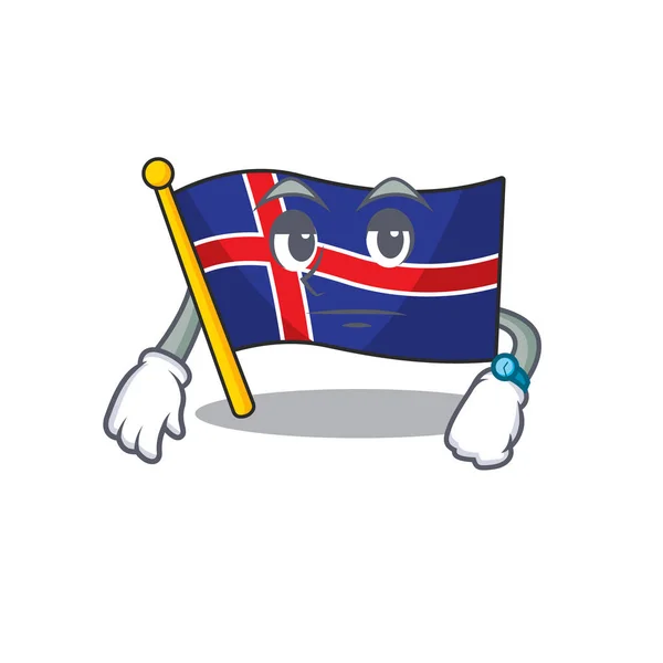 待機中のマスコットの旗アイスランドの文字 — ストックベクタ