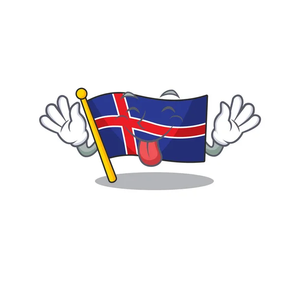 Cartoon bandiera iceland mascotte con la lingua fuori — Vettoriale Stock