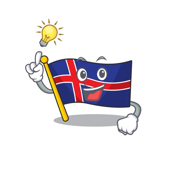 Mascote bandeira iceland desenhos animados têm uma ideia feliz —  Vetores de Stock