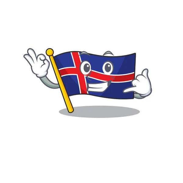 Character bandeira Islândia isolado com me chamar — Vetor de Stock