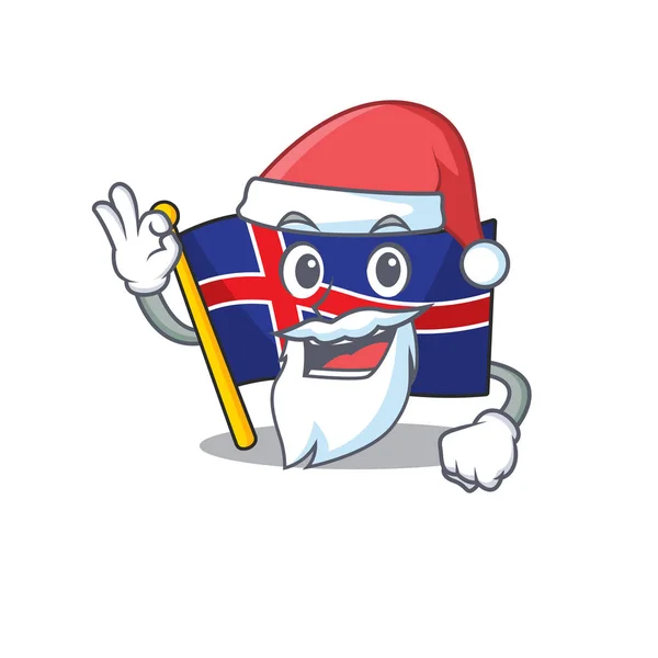Bandeira dos desenhos animados iceland com mascote santa claus —  Vetores de Stock