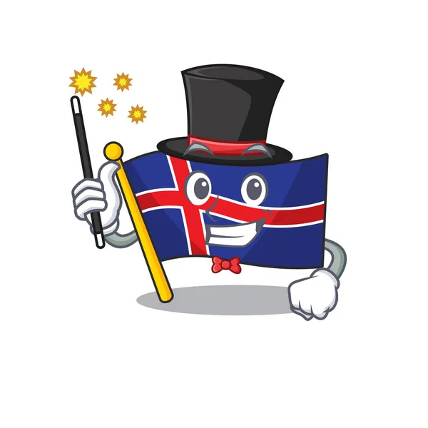 마술사 모양의 만화 깃발 아이슬란드 — 스톡 벡터