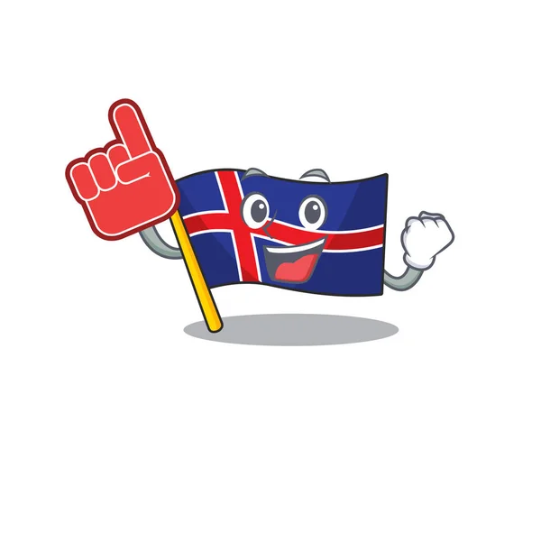 Bandeira dos desenhos animados iceland com dedo de espuma personagem —  Vetores de Stock