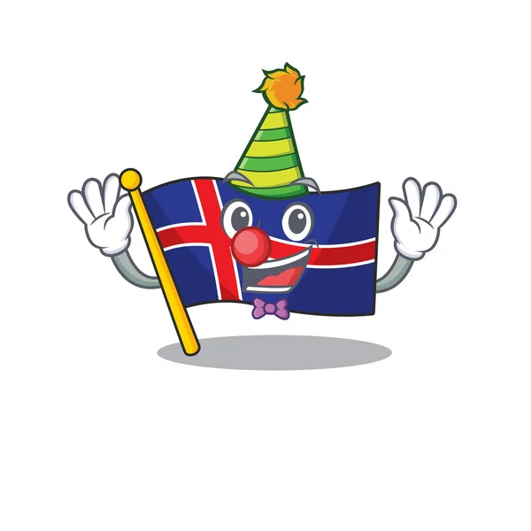 Character bandeira iceland em forma de palhaço dos desenhos animados —  Vetores de Stock