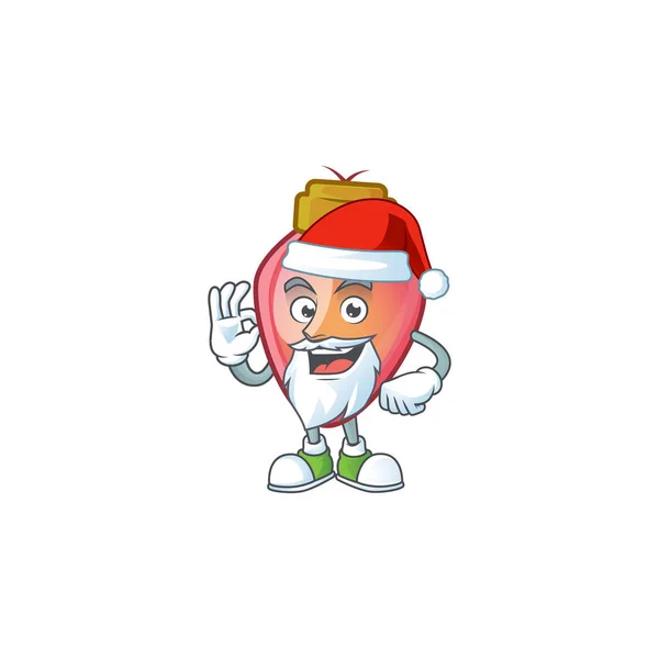 Rote Weihnachtsbirne im Santa-Cartoon-Charakter-Design — Stockvektor