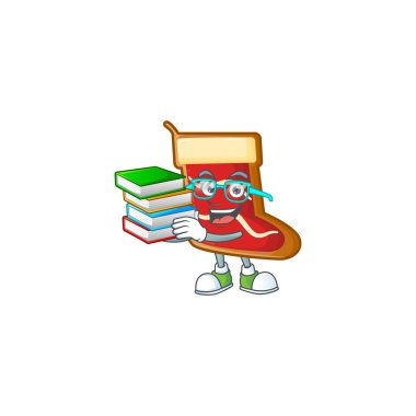 Noel Baba ayakkabılı öğrenci kurabiyeleri maskot karakter stili.