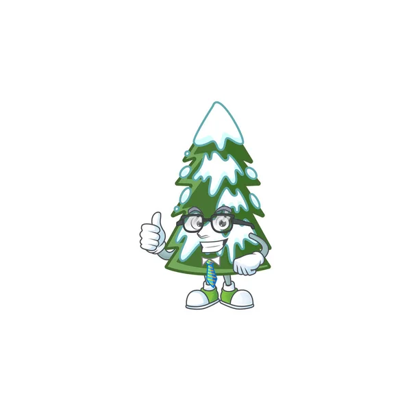 Cool üzletember karácsonyfa hó kabala rajzfilm karakter — Stock Vector