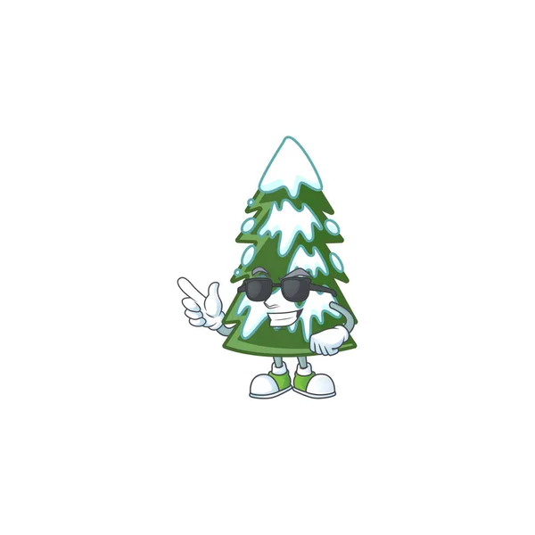 Super cool albero di Natale neve personaggio indossa occhiali neri — Vettoriale Stock