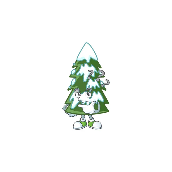 Neve dell'albero di Natale del fumetto con il disegno confuso di stile della faccia — Vettoriale Stock