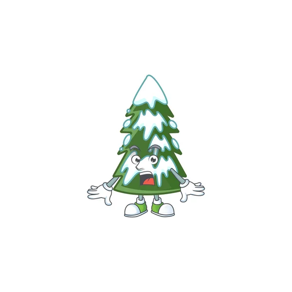 Meglepett karácsonyfa hó arc gesztus rajzfilm stílus — Stock Vector