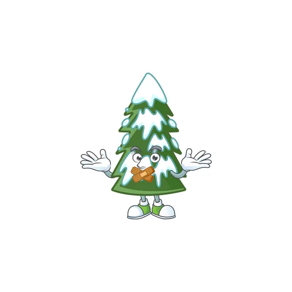 Різдвяна ялинка сніговий талісман мультяшний стиль персонажа робить німий жест — стоковий вектор
