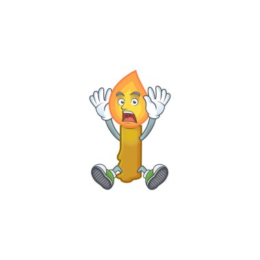 Sevimli altın mum çizgi film karakteri tarzı şok edici bir jest.