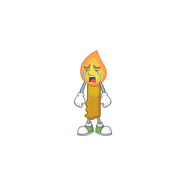 Triste piangendo candela d'oro personaggio cartone animato stile di progettazione — Vettoriale Stock