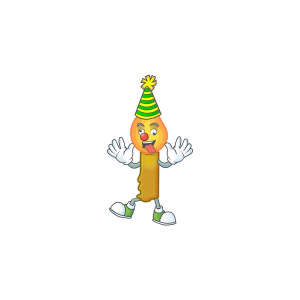 Leuke Clown gouden kaars geplaatst op cartoon karakter stijl ontwerp — Stockvector