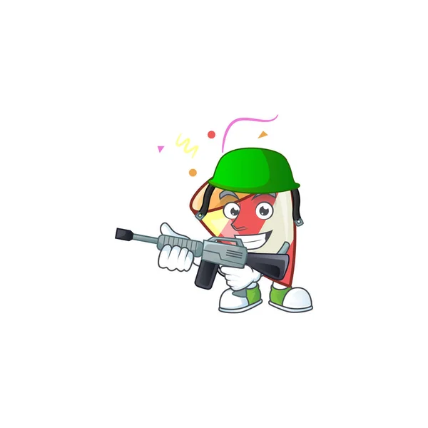 A cartoon style of exploding confetti Army with machine gun — Stock Vector