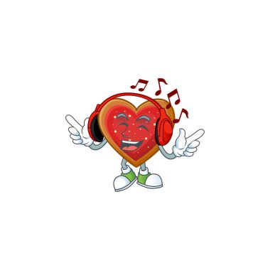 Müziği dinlemek kurabiyeleri sevmek maskot çizgi film tasarımı tarzı