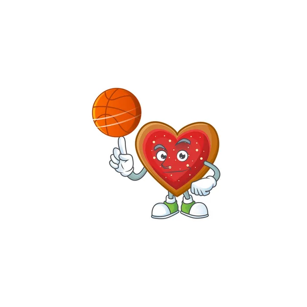 Mascotte van liefde koekjes cartoon karakter stijl met basketbal — Stockvector